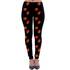 Kawaii Pumpkin Black Lightweight Velour Leggings by vintage2030