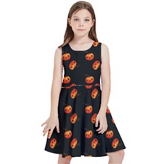 Kawaii Pumpkin Black Kids  Skater Dress by vintage2030