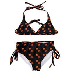 Kawaii Pumpkin Black Kids  Classic Bikini Set by vintage2030