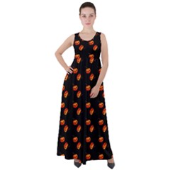 Kawaii Pumpkin Black Empire Waist Velour Maxi Dress