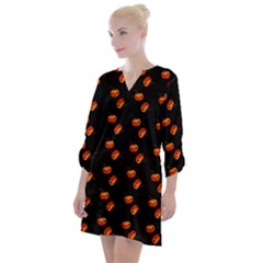 Kawaii Pumpkin Black Open Neck Shift Dress by vintage2030