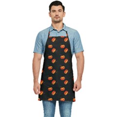 Kawaii Pumpkin Black Kitchen Apron by vintage2030