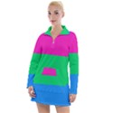 Polysexual Pride Flag LGBTQ Women s Long Sleeve Casual Dress View1