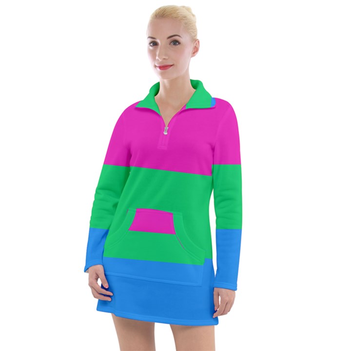 Polysexual Pride Flag LGBTQ Women s Long Sleeve Casual Dress