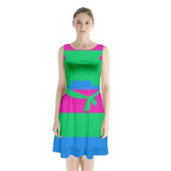 Polysexual Pride Flag Lgbtq Sleeveless Waist Tie Chiffon Dress by lgbtnation