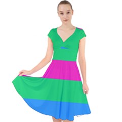 Polysexual Pride Flag Lgbtq Cap Sleeve Front Wrap Midi Dress by lgbtnation