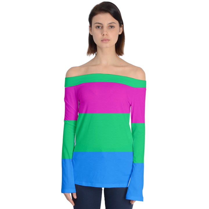 Polysexual Pride Flag LGBTQ Off Shoulder Long Sleeve Top