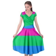 Polysexual Pride Flag Lgbtq Cap Sleeve Wrap Front Dress by lgbtnation