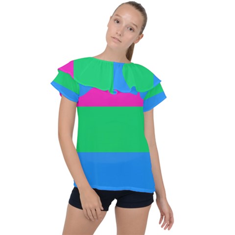 Polysexual Pride Flag Lgbtq Ruffle Collar Chiffon Blouse by lgbtnation