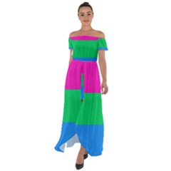 Polysexual Pride Flag Lgbtq Off Shoulder Open Front Chiffon Dress by lgbtnation