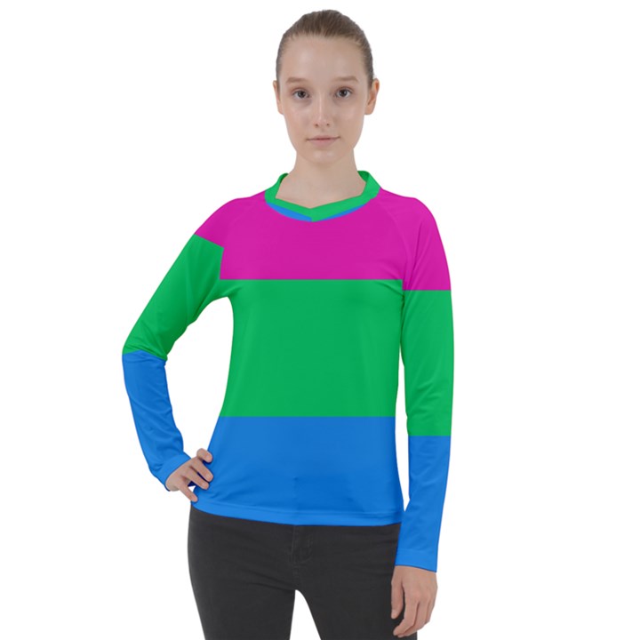 Polysexual Pride Flag LGBTQ Women s Pique Long Sleeve Tee