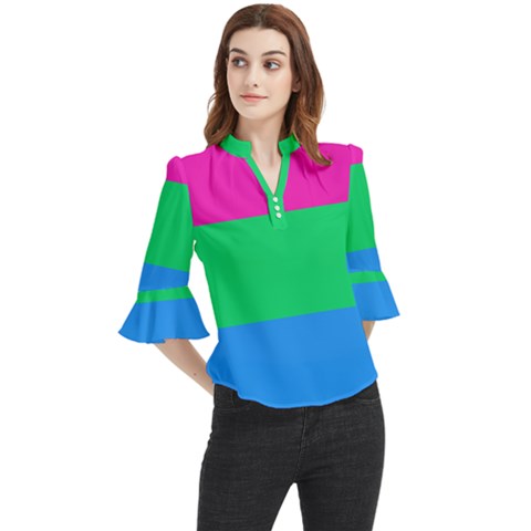 Polysexual Pride Flag Lgbtq Loose Horn Sleeve Chiffon Blouse by lgbtnation