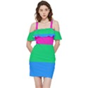 Polysexual Pride Flag LGBTQ Shoulder Frill Bodycon Summer Dress View3