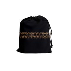 Luxury Ornate Minimal Style Dark Print Drawstring Pouch (Medium)