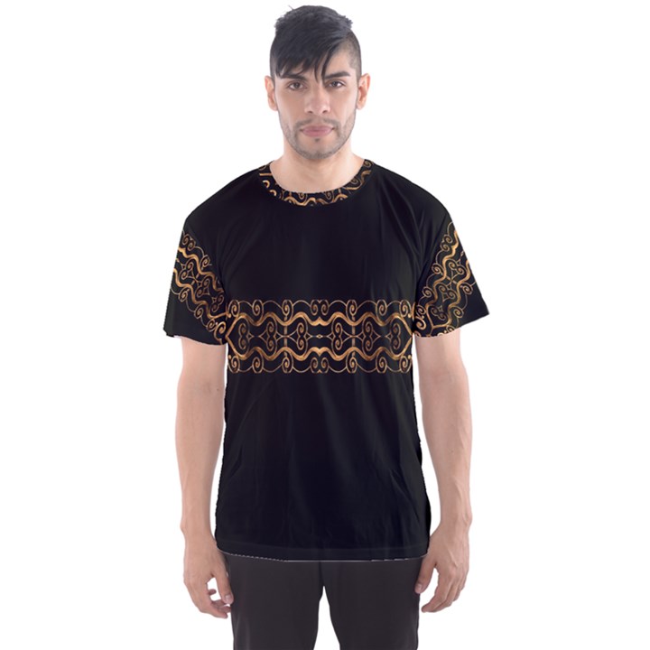 Luxury Ornate Minimal Style Dark Print Men s Sport Mesh Tee