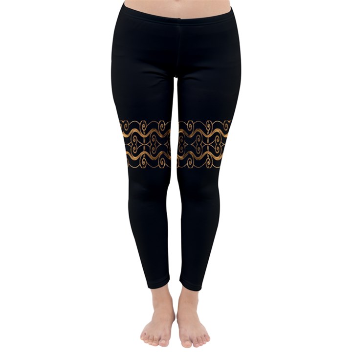 Luxury Ornate Minimal Style Dark Print Classic Winter Leggings