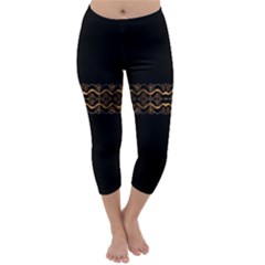 Luxury Ornate Minimal Style Dark Print Capri Winter Leggings 