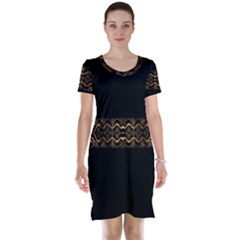 Luxury Ornate Minimal Style Dark Print Short Sleeve Nightdress