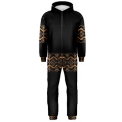 Luxury Ornate Minimal Style Dark Print Hooded Jumpsuit (Men) 