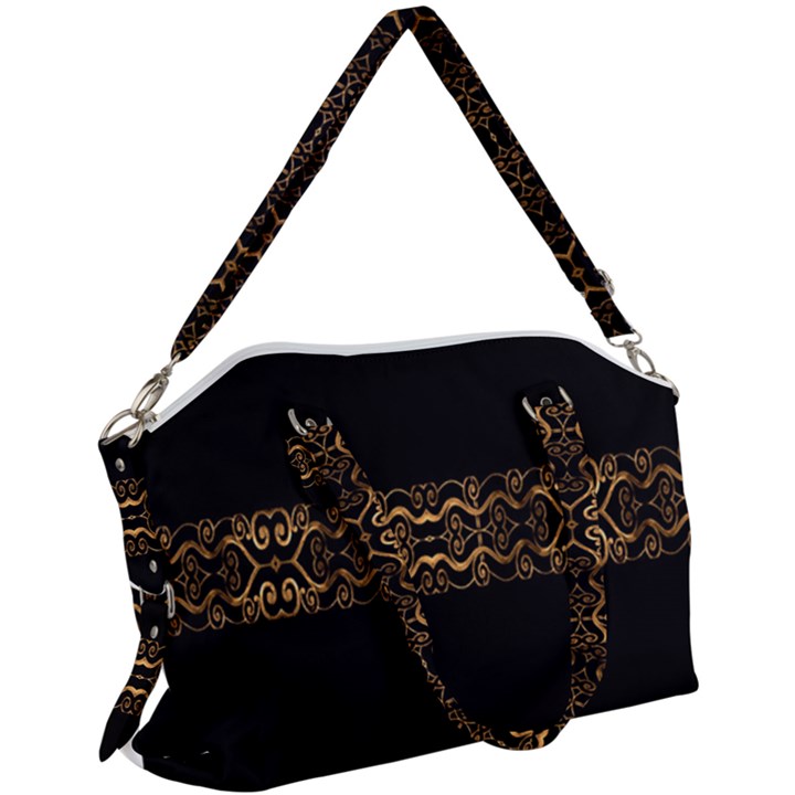 Luxury Ornate Minimal Style Dark Print Canvas Crossbody Bag