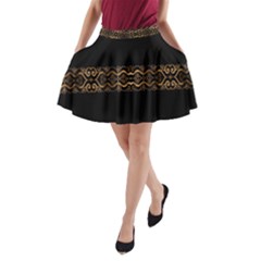 Luxury Ornate Minimal Style Dark Print A-line Pocket Skirt