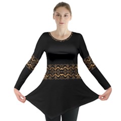 Luxury Ornate Minimal Style Dark Print Long Sleeve Tunic 