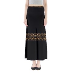 Luxury Ornate Minimal Style Dark Print Full Length Maxi Skirt