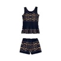 Luxury Ornate Minimal Style Dark Print Kids  Boyleg Swimsuit View2