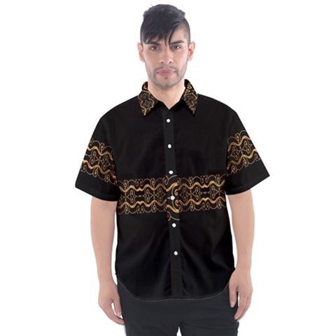 Luxury Ornate Minimal Style Dark Print Men s Short Sleeve Shirt by dflcprintsclothing