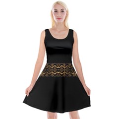 Luxury Ornate Minimal Style Dark Print Reversible Velvet Sleeveless Dress