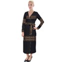 Luxury Ornate Minimal Style Dark Print Velvet Maxi Wrap Dress View1