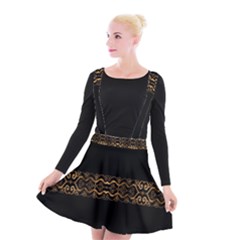 Luxury Ornate Minimal Style Dark Print Suspender Skater Skirt