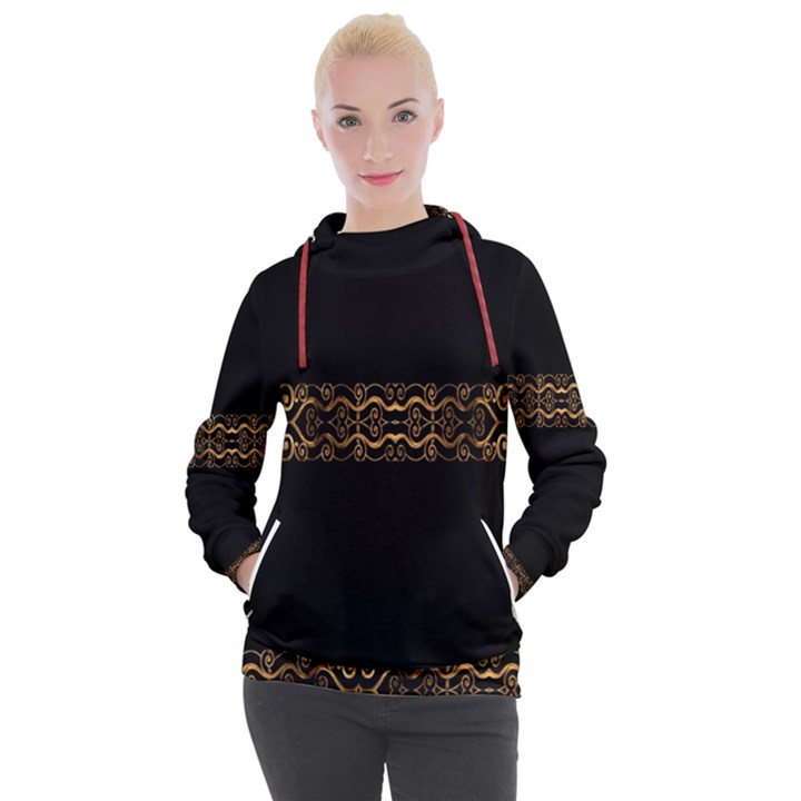 Luxury Ornate Minimal Style Dark Print Women s Hooded Pullover