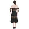 Luxury Ornate Minimal Style Dark Print Shoulder Tie Bardot Midi Dress View2