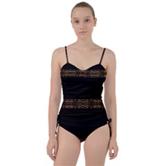 Luxury Ornate Minimal Style Dark Print Sweetheart Tankini Set