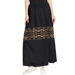 Luxury Ornate Minimal Style Dark Print Maxi Chiffon Skirt by dflcprintsclothing