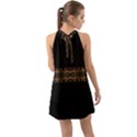 Luxury Ornate Minimal Style Dark Print Halter Tie Back Chiffon Dress View2