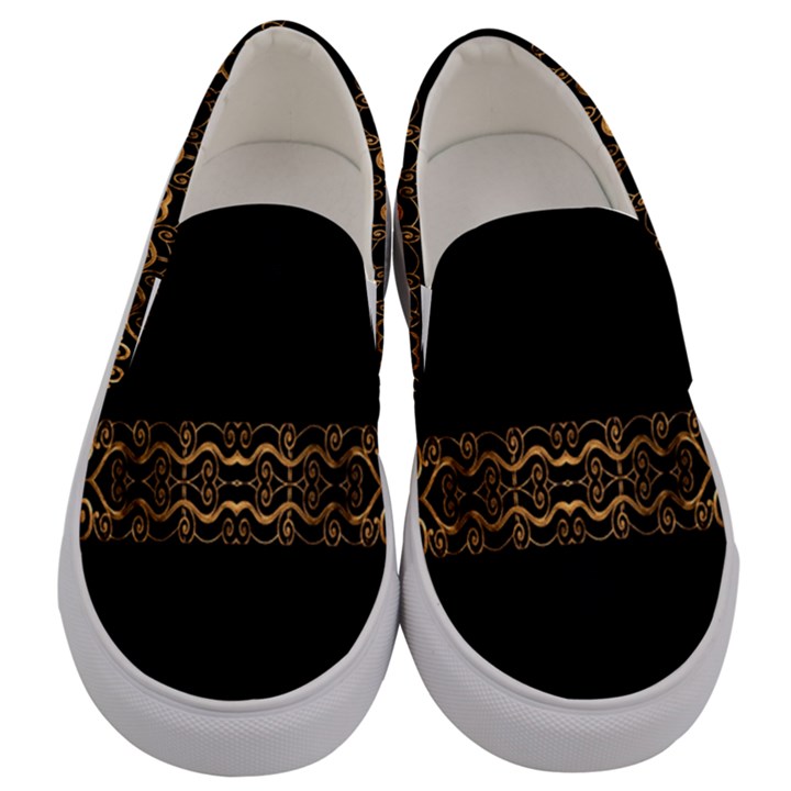 Luxury Ornate Minimal Style Dark Print Men s Canvas Slip Ons