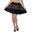 Luxury Ornate Minimal Style Dark Print Velvet Skater Skirt View1