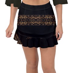 Luxury Ornate Minimal Style Dark Print Fishtail Mini Chiffon Skirt by dflcprintsclothing