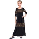 Luxury Ornate Minimal Style Dark Print Kids  Quarter Sleeve Maxi Dress View1