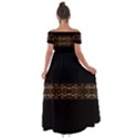 Luxury Ornate Minimal Style Dark Print Off Shoulder Open Front Chiffon Dress View2