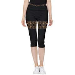 Luxury Ornate Minimal Style Dark Print Inside Out Lightweight Velour Capri Leggings  by dflcprintsclothing