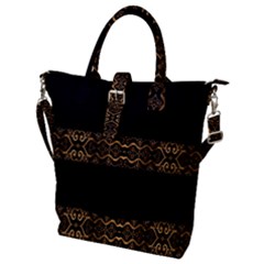 Luxury Ornate Minimal Style Dark Print Buckle Top Tote Bag