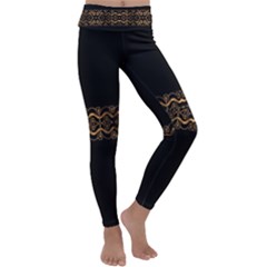 Luxury Ornate Minimal Style Dark Print Kids  Lightweight Velour Classic Yoga Leggings