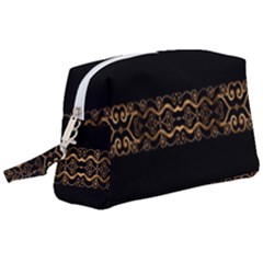 Luxury Ornate Minimal Style Dark Print Wristlet Pouch Bag (Large)