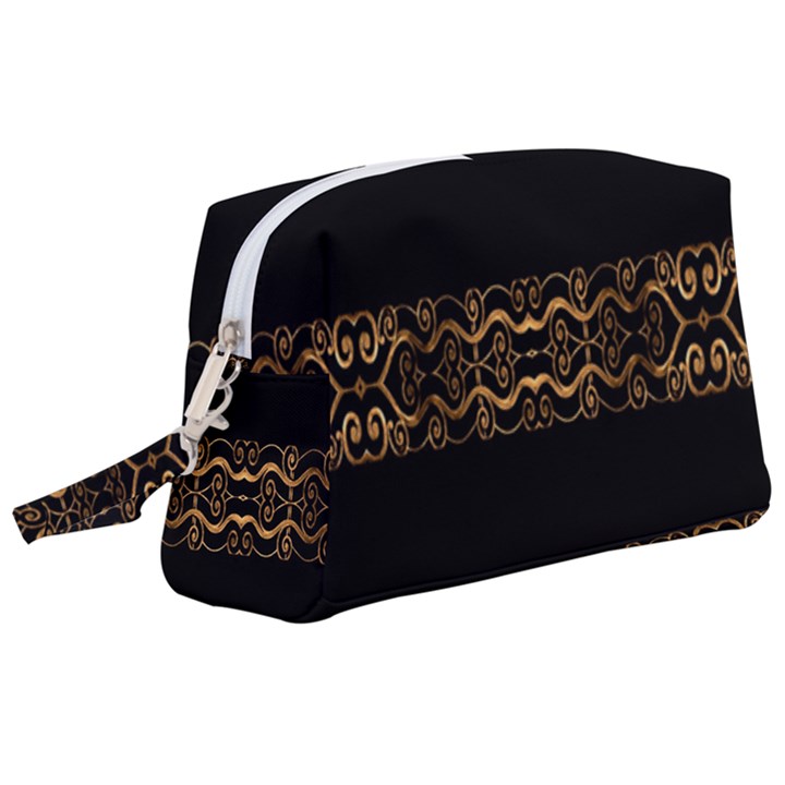 Luxury Ornate Minimal Style Dark Print Wristlet Pouch Bag (Large)