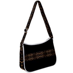 Luxury Ornate Minimal Style Dark Print Zip Up Shoulder Bag