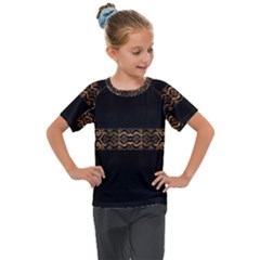 Luxury Ornate Minimal Style Dark Print Kids  Mesh Piece Tee