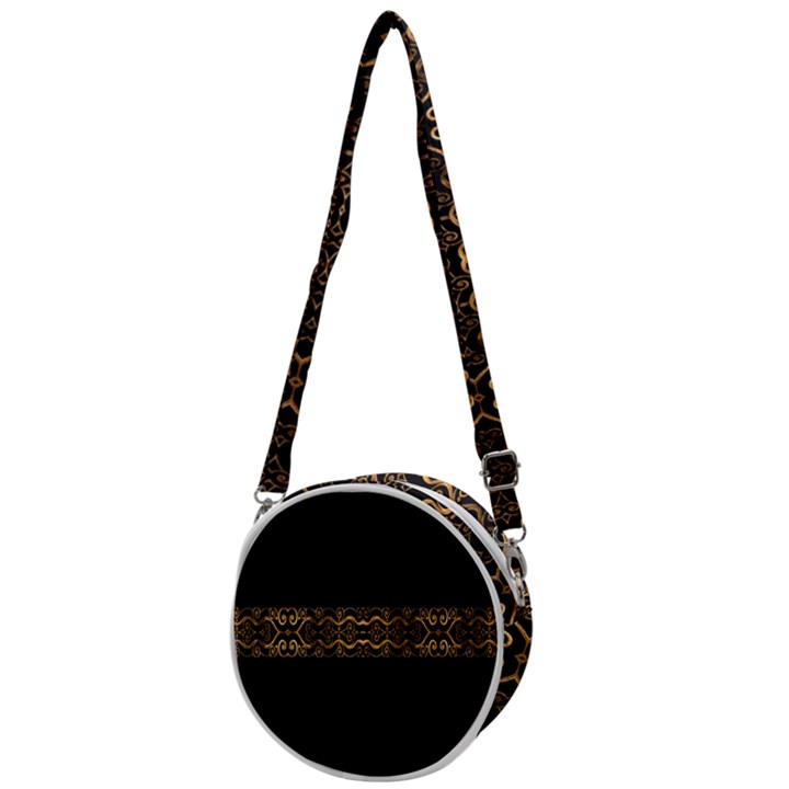 Luxury Ornate Minimal Style Dark Print Crossbody Circle Bag